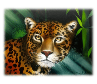 A painting of a leopard in the jungle
