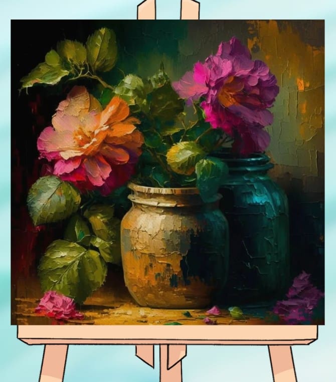 Old English Flowers and Vase