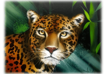 A painting of a leopard in the jungle