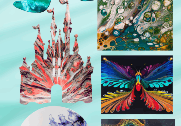 Abstract art with vibrant colors and shapes.